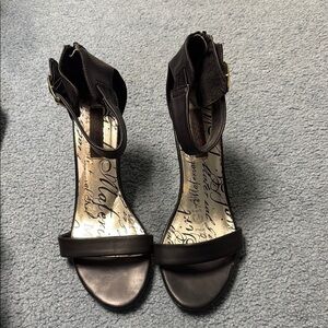 Material Girl Black Heels with Ankle Strap